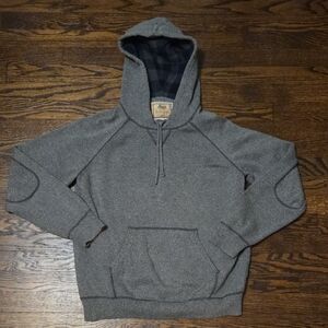 G.H. Bass And Co. Gray Hooded Sweater with Plaid Hood Lining